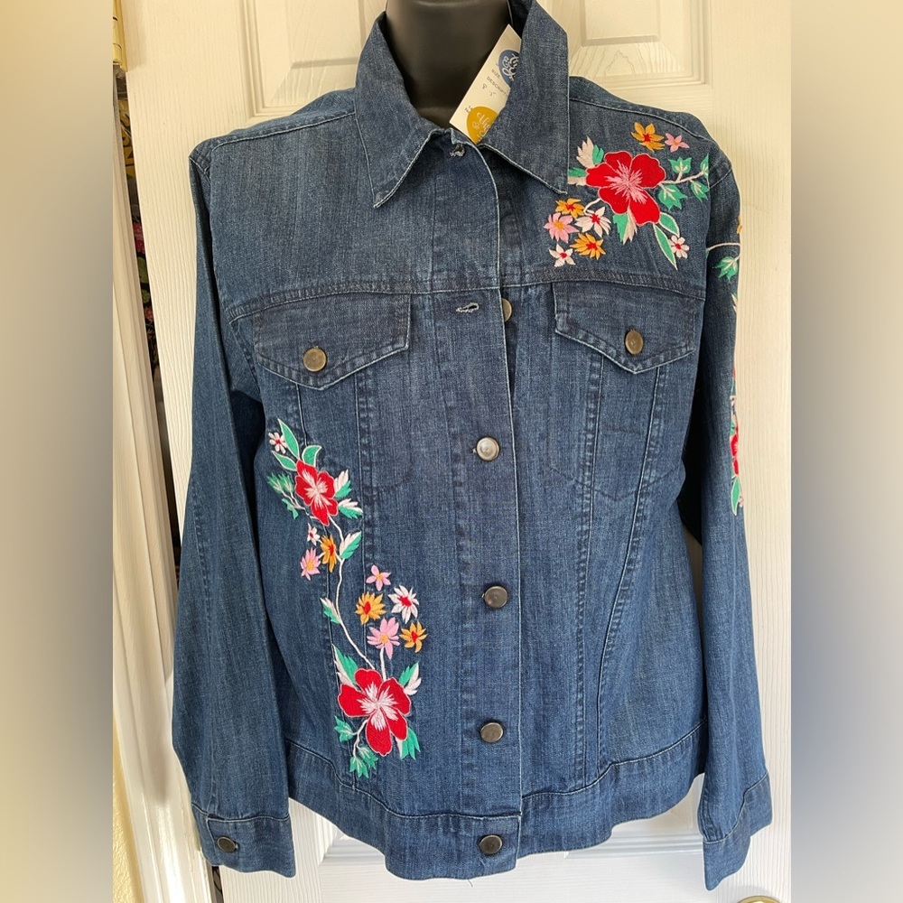 NWT Company One Women Denim Embroidery Jacket- Size Medium
